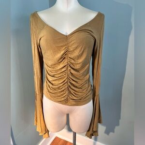 Free people  Ruched Long Sleeve Top with flare sleeves